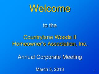 Countrylane Woods II Tonight’s Agenda