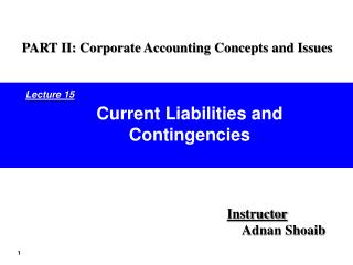 Current Liabilities and Contingencies