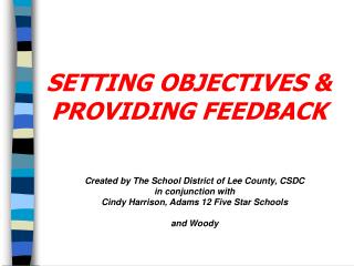 SETTING OBJECTIVES &amp; PROVIDING FEEDBACK