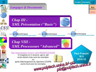 Chap III - XML Présentation (&quot;Basic&quot;)