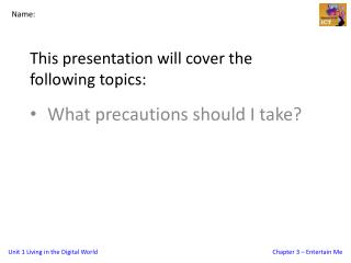 This presentation will cover the following topics: