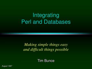 Integrating Perl and Databases