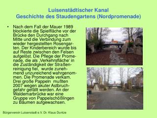 Luisenstädtischer Kanal Geschichte des Staudengartens (Nordpromenade)