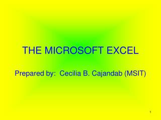 THE MICROSOFT EXCEL