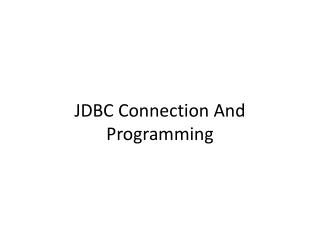 JDBC Connection And Programming