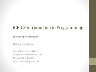 ICP-CS Introduction to Programming