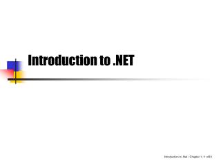 Introduction to .NET