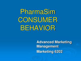 PharmaSim CONSUMER BEHAVIOR