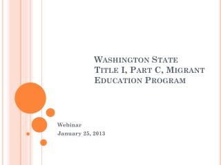 Washington State Title I, Part C, Migrant Education Program