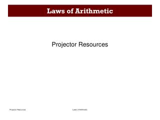 Laws of Arithmetic