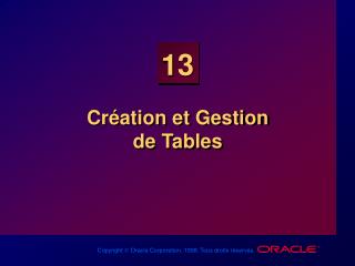 Création et Gestion de Tables