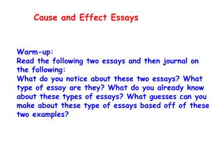 Cause and Effect Essays
