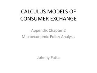 CALCULUS MODELS OF CONSUMER EXCHANGE