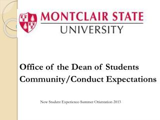 Office of the Dean of Students Community/Conduct Expectations