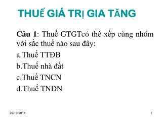 THUẾ GIÁ TRỊ GIA TĂNG