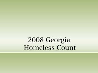 2008 Georgia Homeless Count