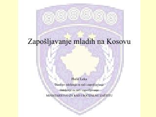 Zapošljavanje mladih na Kosovu Hafiz Leka Direktor odeljenja za rad i zapošljavanje