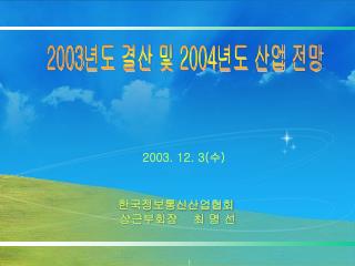 2003 년도 결산 및 2004 년도 산업 전망