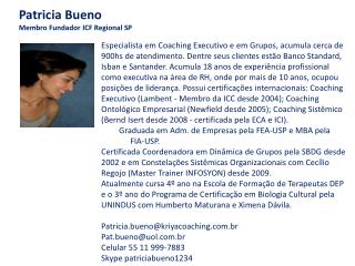 Patricia Bueno Membro Fundador ICF Regional SP