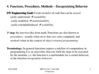 4. Functions, Procedures, Methods – Encapsulating Behavior