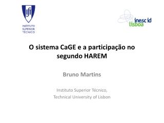 O sistema CaGE e a participação no segundo HAREM