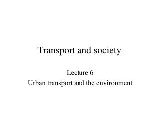 Transport and society