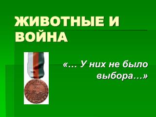 ЖИВОТНЫЕ И ВОЙНА