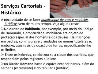 Serviços Cartoriais - Histórico