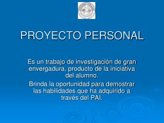 PROYECTO PERSONAL