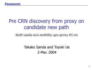 Pre CRN discovery from proxy on candidate new path