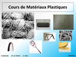 Cours de Mat riaux Plastiques