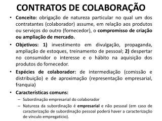 CONTRATOS DE COLABORAÇÃO