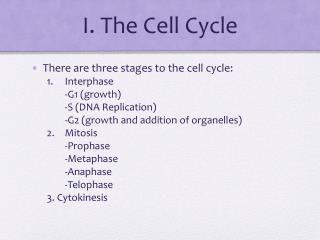 I. The Cell Cycle
