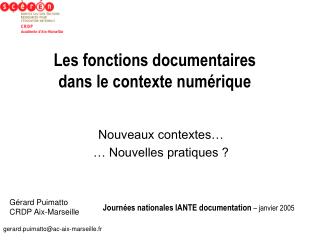 Les fonctions documentaires dans le contexte numérique