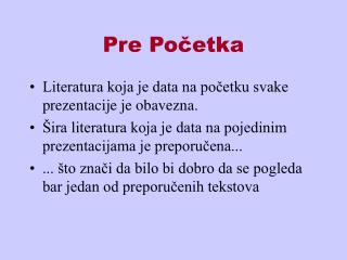 Pre Početka