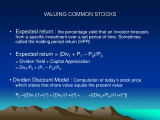 VALUING COMMON STOCKS