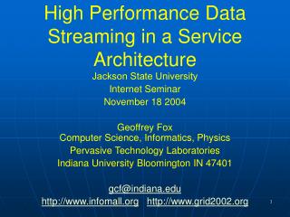 High Performance Data Streaming in a Service Architecture