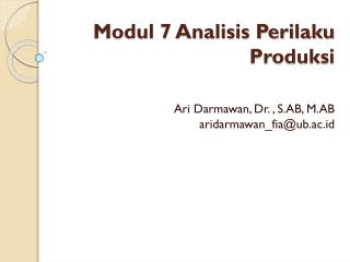 Modul 7 Analisis Perilaku Produksi