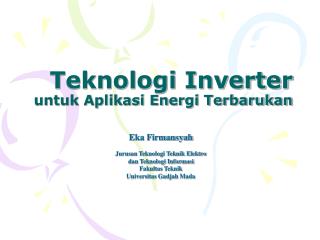 Teknologi Inverter untuk Aplikasi Energi Terbarukan
