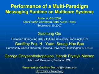Performance of a Multi-Paradigm Messaging Runtime on Multicore Systems