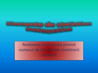 Elemente de statistica matematica