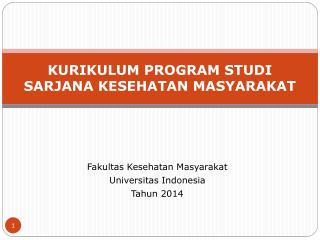 KURIKULUM PROGRAM STUDI SARJANA KESEHATAN MASYARAKAT