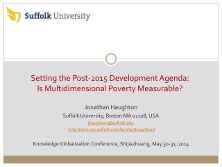 Setting the Post-2015 Development Agenda: Is Multidimensional Poverty Measurable?