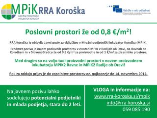 Poslovni prostori že od 0,8 €/m 2 !