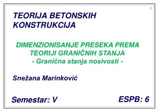 TEORIJA BETONSKIH KONSTRUKCIJA