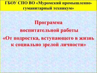 ГБОУ СПО ВО «Муромский промышленно-гуманитарный техникум»