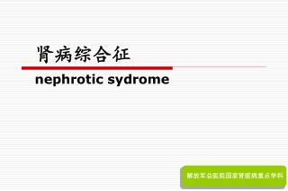 肾病综合征 nephrotic sydrome