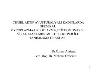 Dr Özlem Aydemir Yrd. Doç. Dr. Mehmet Özdemir