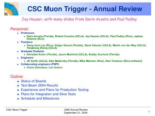 CSC Muon Trigger - Annual Review