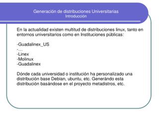 Generación de distribuciones Universitarias Introducción